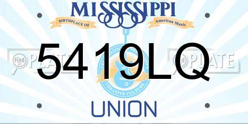 5419LQ Mississippi License Plate