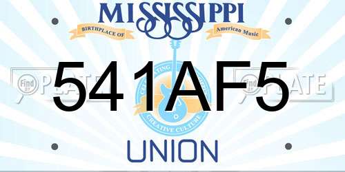 541AF5 Mississippi License Plate