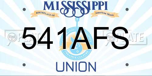 541AFS Mississippi License Plate