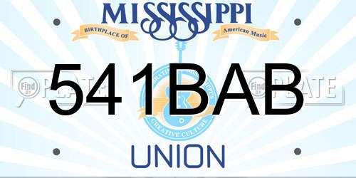 541BAB Mississippi License Plate
