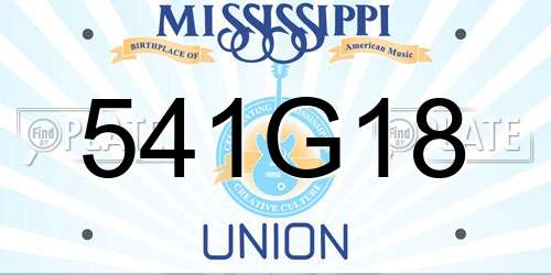 541G18 Mississippi License Plate