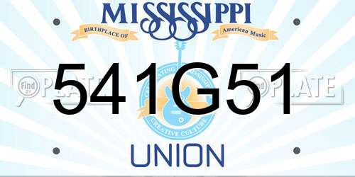 541G51 Mississippi License Plate