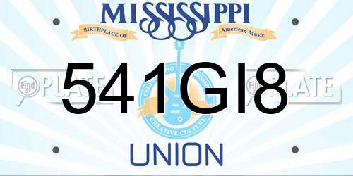 541GI8 Mississippi License Plate