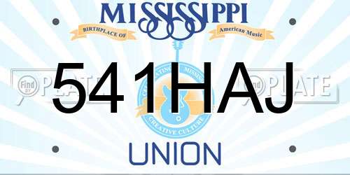 541HAJ Mississippi License Plate