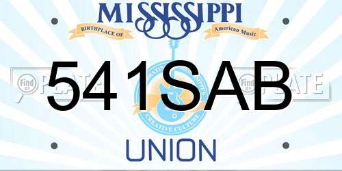 541SAB Mississippi License Plate