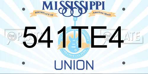 541TE4 Mississippi License Plate