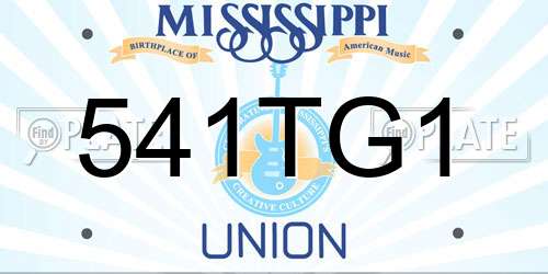 541TG1 Mississippi License Plate