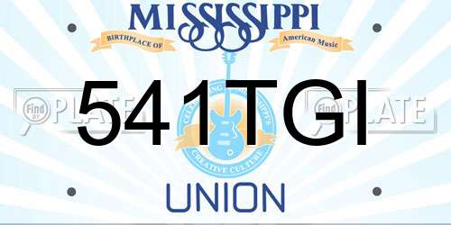 541TGI Mississippi License Plate