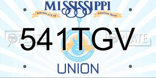 541TGV Mississippi License Plate