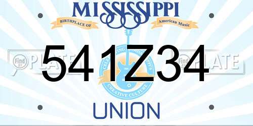 541Z34 Mississippi License Plate