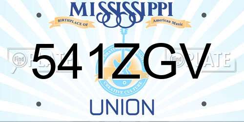 541ZGV Mississippi License Plate