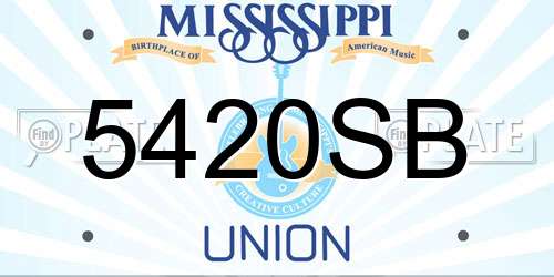 5420SB Mississippi License Plate