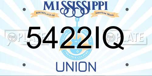 5422IQ Mississippi License Plate