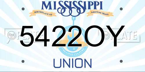 5422OY Mississippi License Plate