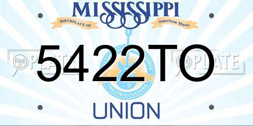 5422TO Mississippi License Plate
