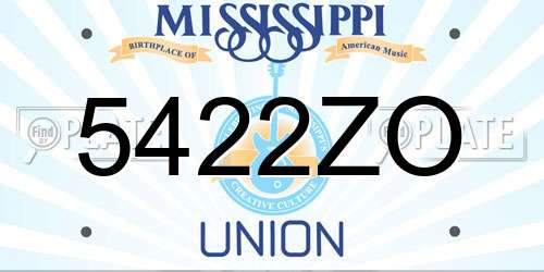 5422ZO Mississippi License Plate