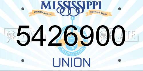 5426900 Mississippi License Plate