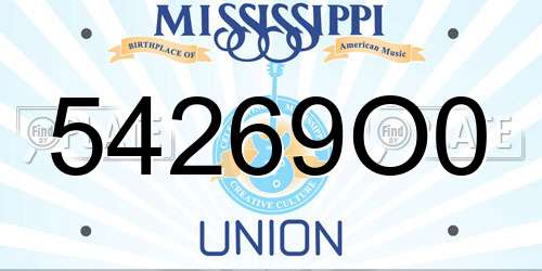 54269O0 Mississippi License Plate