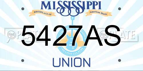 5427AS Mississippi License Plate