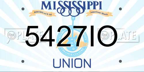 5427IO Mississippi License Plate