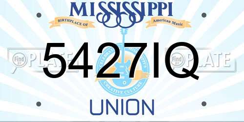 5427IQ Mississippi License Plate