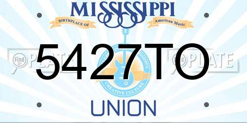 5427TO Mississippi License Plate