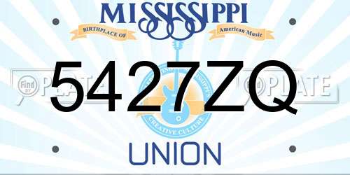 5427ZQ Mississippi License Plate