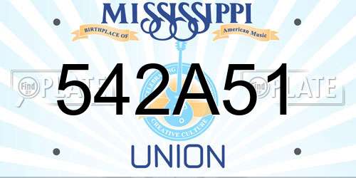 542A51 Mississippi License Plate