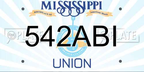 542ABI Mississippi License Plate