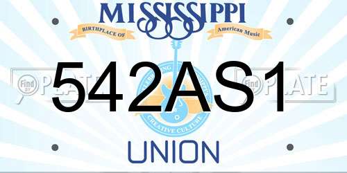 542AS1 Mississippi License Plate