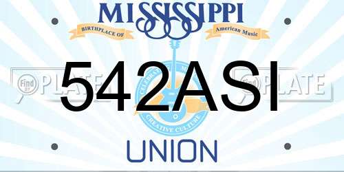 542ASI Mississippi License Plate