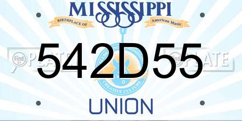 542D55 Mississippi License Plate