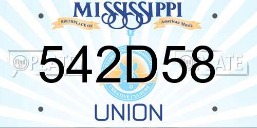 542D58 Mississippi License Plate