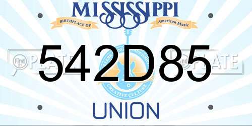 542D85 Mississippi License Plate
