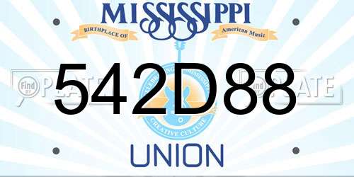 542D88 Mississippi License Plate