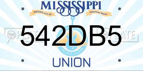 542DB5 Mississippi License Plate