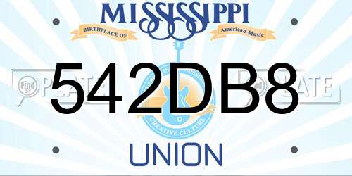 542DB8 Mississippi License Plate