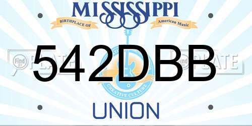 542DBB Mississippi License Plate