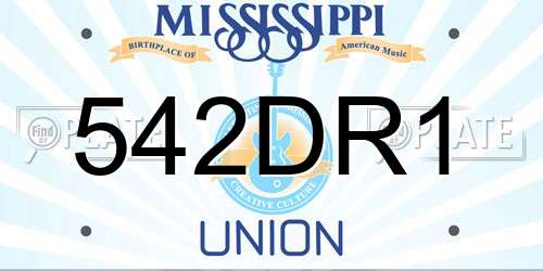 542DR1 Mississippi License Plate