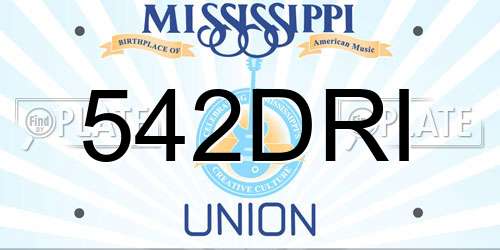 542DRI Mississippi License Plate
