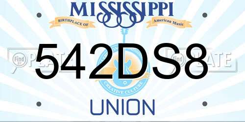 542DS8 Mississippi License Plate