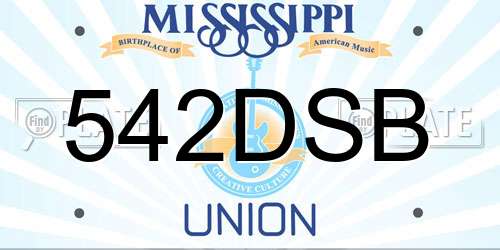 542DSB Mississippi License Plate