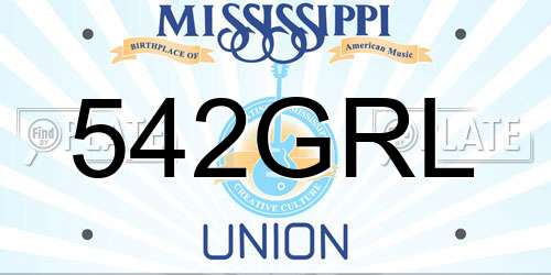 542GRL Mississippi License Plate