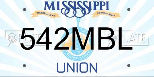 542MBL Mississippi License Plate