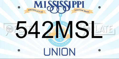 542MSL Mississippi License Plate