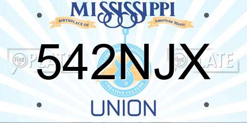 542NJX Mississippi License Plate