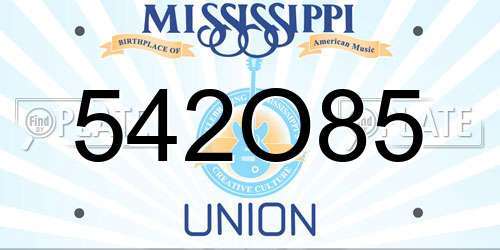 542O85 Mississippi License Plate