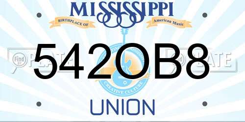 542OB8 Mississippi License Plate