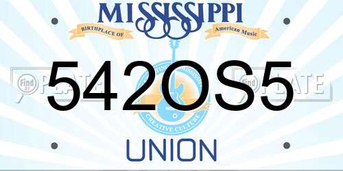 542OS5 Mississippi License Plate