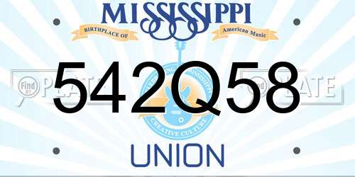 542Q58 Mississippi License Plate